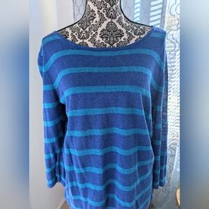 Jones New York Stripped 3/4 length Top